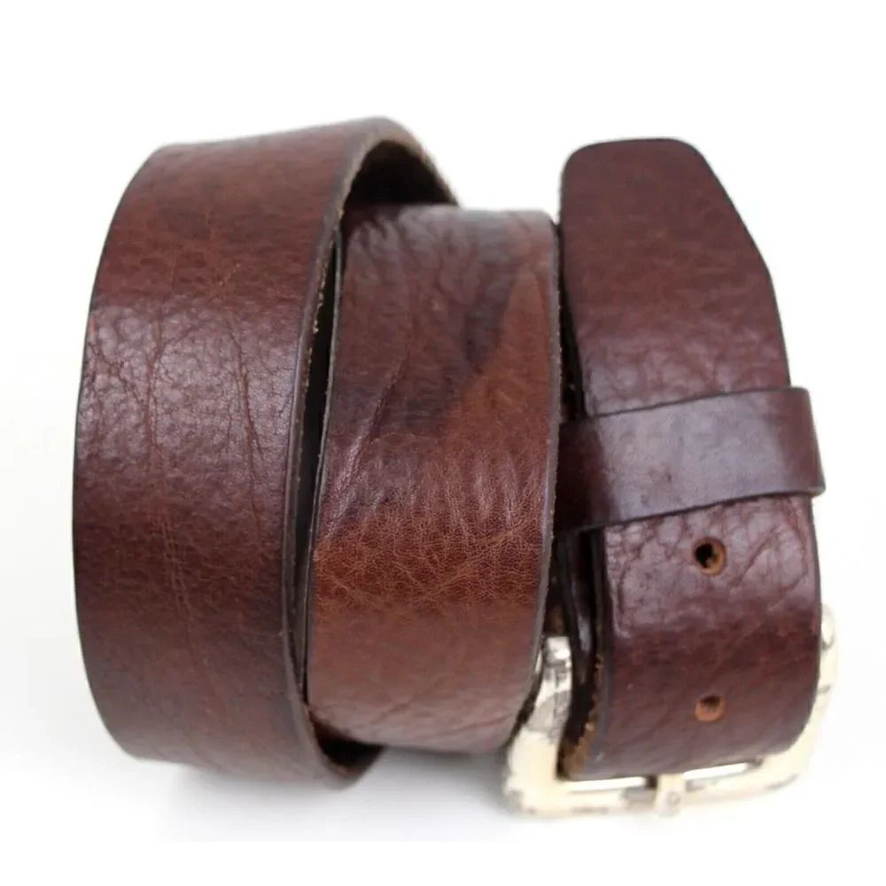 HONEST SADDLE BROWN GENUINE LEATHER 1 3/8"Wd DRESS CASUAL MEN'S BELT Sz 34 (M28